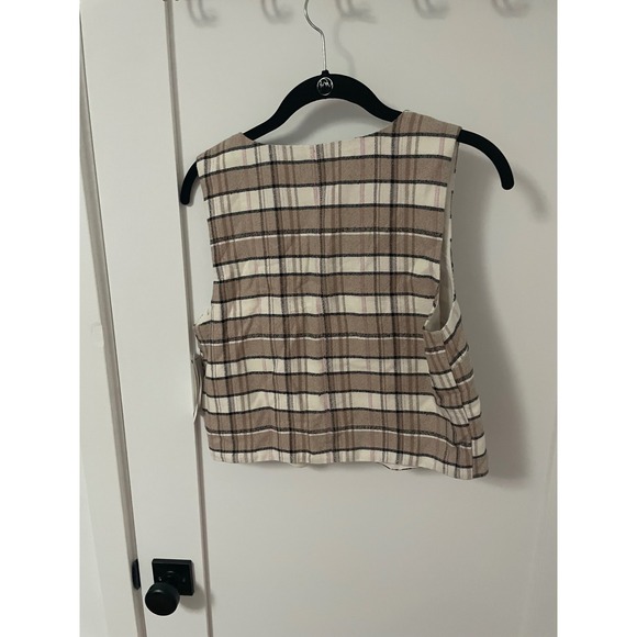 Treasure & Bond XS Plaid Vest Tan Chantepele Button Front Sleeveless Top‎ - Picture 4 of 5
